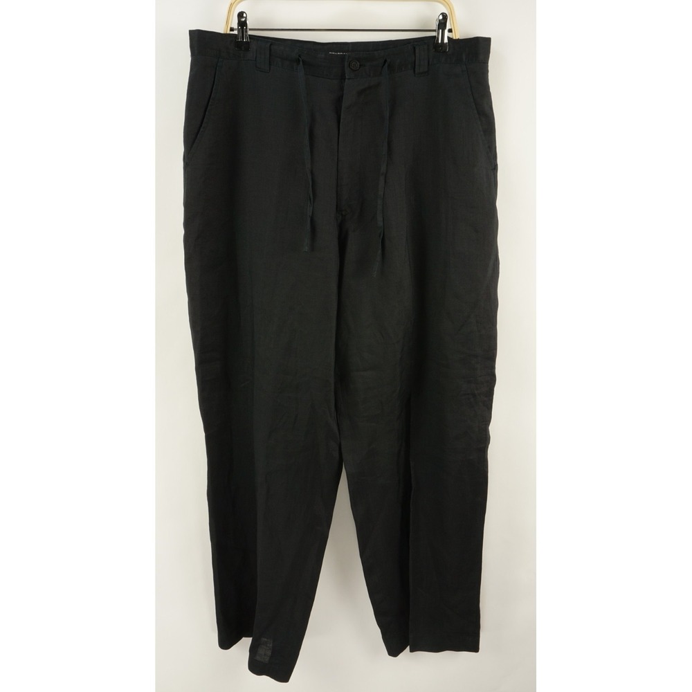 Stardom 100% Linen Relaxed Loose Drawstring Chino Pants Men's 38 x 31 Dark Blue